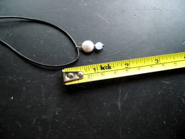 Kette, Lederband, Sterlingsilber, Blauquarz, hellblau, Silber, Schmuck