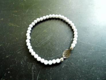 Preview: Armband, Symbolarmband, Chalcedon, hellblau, Blume des Lebens, Silber, Schmuck