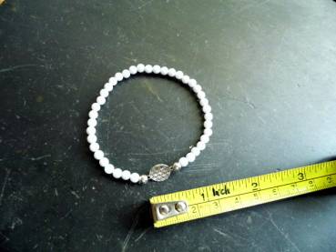 Preview: Armband, Symbolarmband, Chalcedon, hellblau, Blume des Lebens, Silber, Schmuck