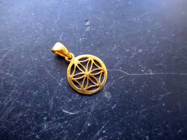 Anhänger, Sterlingsilber, vergoldet, Saat des Lebens, heilige Geometrie, Blume
