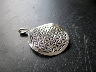 Preview: Anhänger, Blume des Lebens, Sterlingsilber, gewellt, heilige Geometrie, Symbol, Schutz