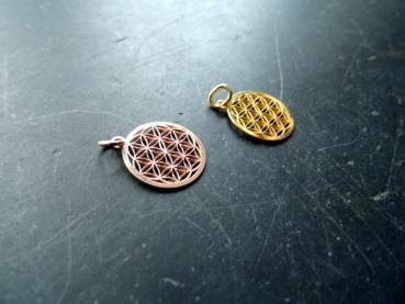 Preview: Blume des Lebens, Anhänger, Silber, rose vergoldet, Symbol, Schmuck, klein