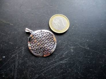 Preview: Anhänger, Blume des Lebens, Sterlingsilber, gewellt, heilige Geometrie, Symbol, Schutz
