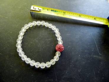 Preview: Armband, weiß, Braut, Bergkristall, Keramik Kugel, rosa, Hochzeit