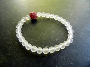 Preview: Armband, weiß, Braut, Bergkristall, Keramik Kugel, rosa, Hochzeit