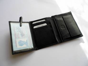 Preview: Geldbörse, Portemonnaie, Unisex, schwarz, Leder