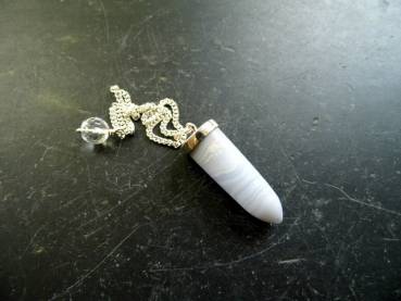 Pendel, Chalcedon, Chalcedonpendel, blau, Sterlingsilber, Spitzpendel, Schamane, Wicca, Esoterik