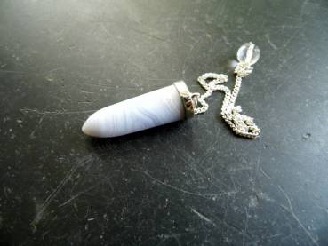 Pendel, Chalcedon, Chalcedonpendel, blau, Sterlingsilber, Spitzpendel, Schamane, Wicca, Esoterik