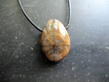 Kette, Lederband, Tigerauge, Chiastolith, braun, Kreuzstein, Schmuck Unisex