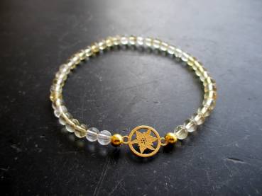 Preview: Armband, Citrin, gelb, Sterlingsilber, vergoldet, Edelweiß, Symbolarmband, Tracht, Dirndl