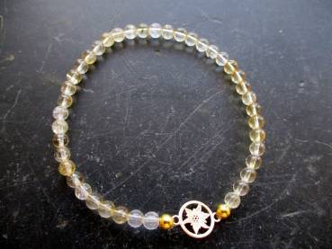 Preview: Armband, Citrin, gelb, Sterlingsilber, vergoldet, Edelweiß, Symbolarmband, Tracht, Dirndl