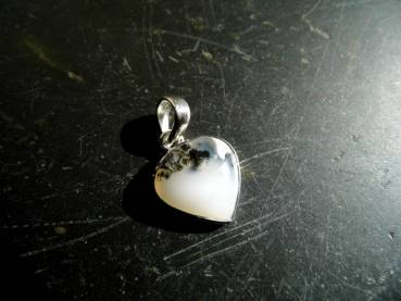 Anhänger, Silber, Opal, Dendritenopal, Sterlingsilber, weiß/schwarz, Unisex