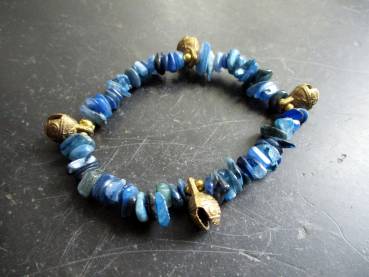 Armband, Disthen, blau, Glöckchen, Messing, Schmuck, Frauen
