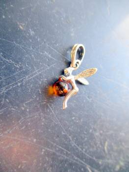 Anhänger, Elfe, Fee, Sterlingsilber, Bernstein, Schmuck, Märchen