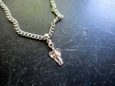 Preview: Anhänger, Engel, klein, Sterlingsilber, Granat, facettiert, Schmuck, Schutz, Frauen, Mädchen