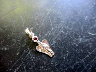 Anhänger, Engel, klein, Sterlingsilber, Granat, facettiert, Schmuck, Schutz, Frauen, Mädchen