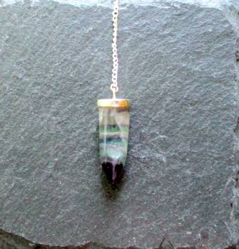 Pendel, Silber, Spitzpendel, Fluorit, Magie, Wicca, Schamane, Regenbogenfluorit