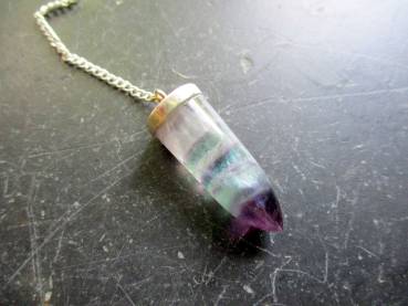 Pendel, Silber, Spitzpendel, Fluorit, Magie, Wicca, Schamane, Regenbogenfluorit