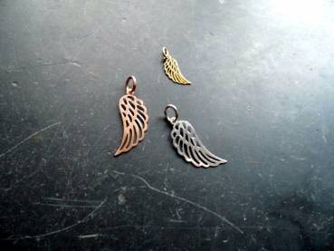 Anhänger, Sterlingsilber, vergoldet, Flügel, klein, Engel, Schutz, Frauen, Mädchen