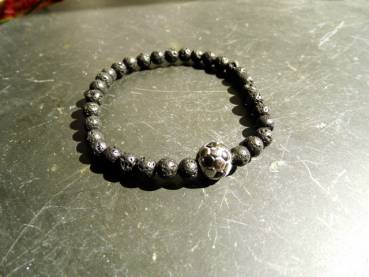 Armband, Lava, Fussball, Fanschmuck, schwarz, Silber, Unisex,  Schmuck