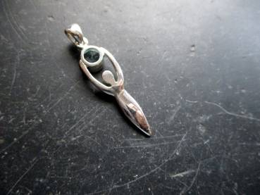 Göttin, Gaja, Silberanhänger, Aquamarin, facettiert,  Erdmutter, Silber, Schmuck