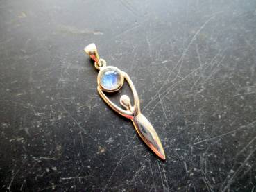 Göttin, Gaja, Silberanhänger, Mondstein,  Erdmutter, Silber, Schmuck