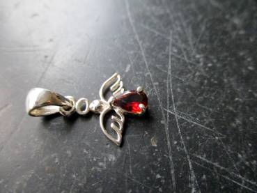 Engel, Anhänger, Sterlingsilber, Granat, facettiert, rot, Schmuck, Frauen , Mädchen