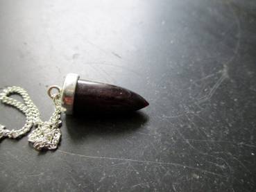 Pendel, Granat, Spitzpendel, Metall, versilbert, Wicca, Schamane