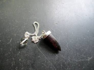Pendel, Granat, Spitzpendel, Metall, versilbert, Wicca, Schamane