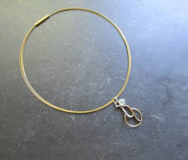 Preview: Kette, Halsreif, Messing, Drehverschluss, goldfarben, vier Stränge, Schmuck