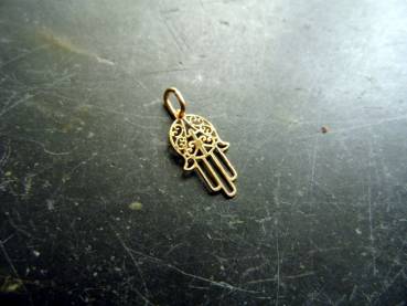 Anhänger, Hand von Fatima, Hand, Fatima, Sterlingsilber, vergoldet, Schutz