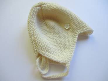 Preview: Baby Mütze, Haube, Kappe, Wolle beige, Teufelsmütze, Strick
