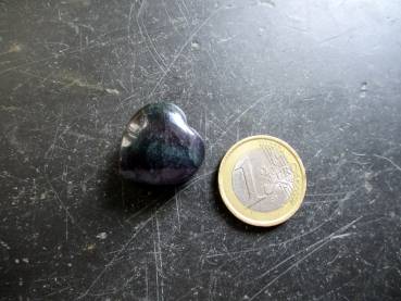 Herz, Edelsteinherz, Deko, Geschenk, Regenbogenfluorit, Fluorit, dunkel
