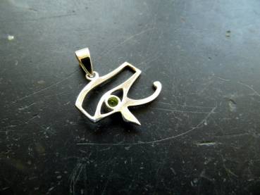 Preview: Auge, Horusauge, Anhänger, Sterlingsilber, Peridot, facettiert, Ägypten, Schutz, Auge