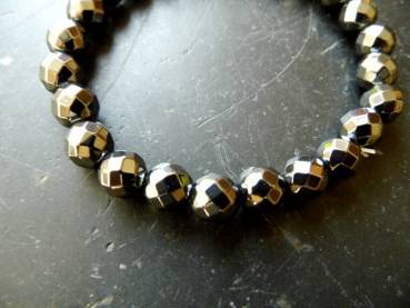 Preview: Armband, Hämatit, schwarz, facettiert, Schmuck, Männer, Biker
