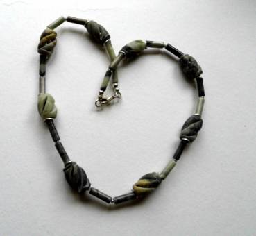 Preview: Kette,Jaspiskette, Jaspisstäbchen, Röhrchen, Jaspis, Kette, Schmuck