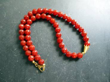 Preview: Kette, Karneol, Sterlingsilber, Silber, vergoldet, rot, braun, Schmuck, facettiert