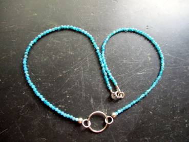 Kette, Apatit, grün, Silber, zierlich, facettiert, Schmuck, Frauen