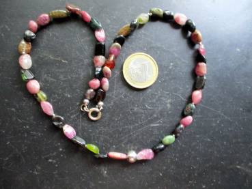 Preview: Kette, Turmalin, bunt, Nuggets, Sterlingsilber, Schmuck, Frauen