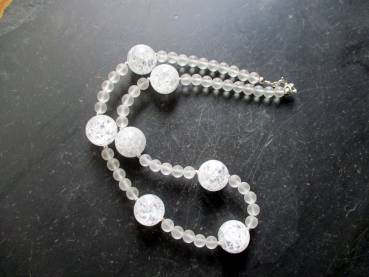 Preview: Kette, Bergkristall, große Kugeln,Sterlingsilber, Braut, Schmuck