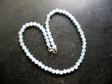 Preview: Kette, Blauquarz, hellblau, facettiert, schimmernd, Rose, Sterlingsilber, Schmuck, Frauen