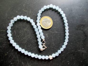 Preview: Kette, Blauquarz, hellblau, facettiert, schimmernd, Rose, Sterlingsilber, Schmuck, Frauen