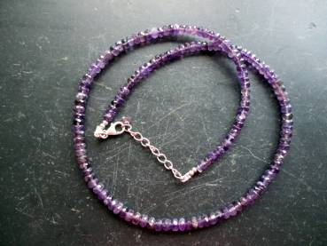 Kette, Edelstein, Amethyst, zierlich, facettiert, Sterlingsilber,  Schmuck, Frauen
