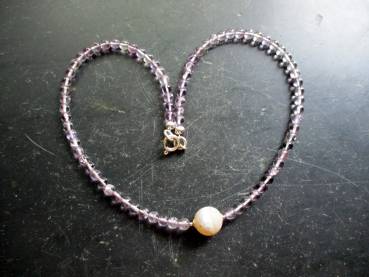 Kette, Sterlingsilber, Aethyst, hell, Kugel, Druse, Schmuck, Frauen