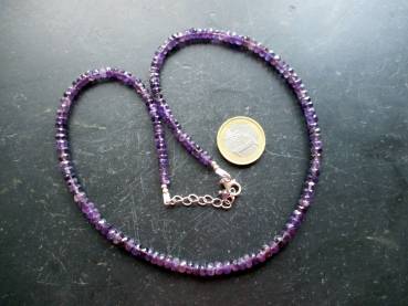 Kette, Edelstein, Amethyst, zierlich, facettiert, Sterlingsilber,  Schmuck, Frauen
