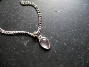 Anhänger, Sterlingsilber, Rosenquarz, hell rosa, oval, Schmuck, Frauen, Mädchen