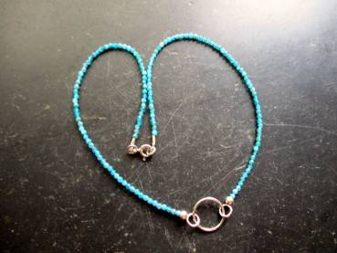 Kette, Apatit, grün, Silber, zierlich, facettiert, Schmuck, Frauen