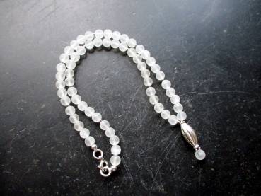 Preview: Kette, weiß, Braut, Bergkristall, matt, Silbertube, Hochzeit