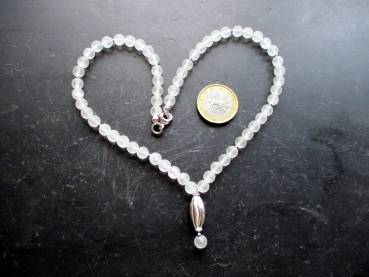 Preview: Kette, weiß, Braut, Bergkristall, matt, Silbertube, Hochzeit