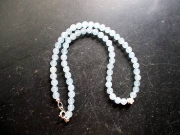 Preview: Kette, Blauquarz, hellblau, facettiert, schimmernd, Rose, Sterlingsilber, Schmuck, Frauen